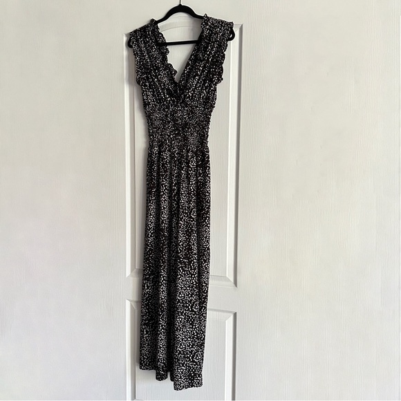 NWT Max Studio London US M Smocked Dot-Print Jumpsuit - Picture 1 of 15